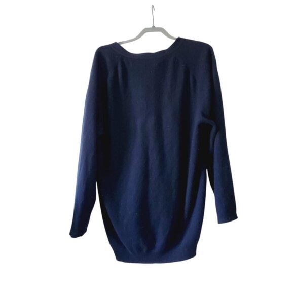 Lands End Pure Cashmere Button Up V-Neck Longline Classic Preppy Cardigan XL - Picture 3 of 9